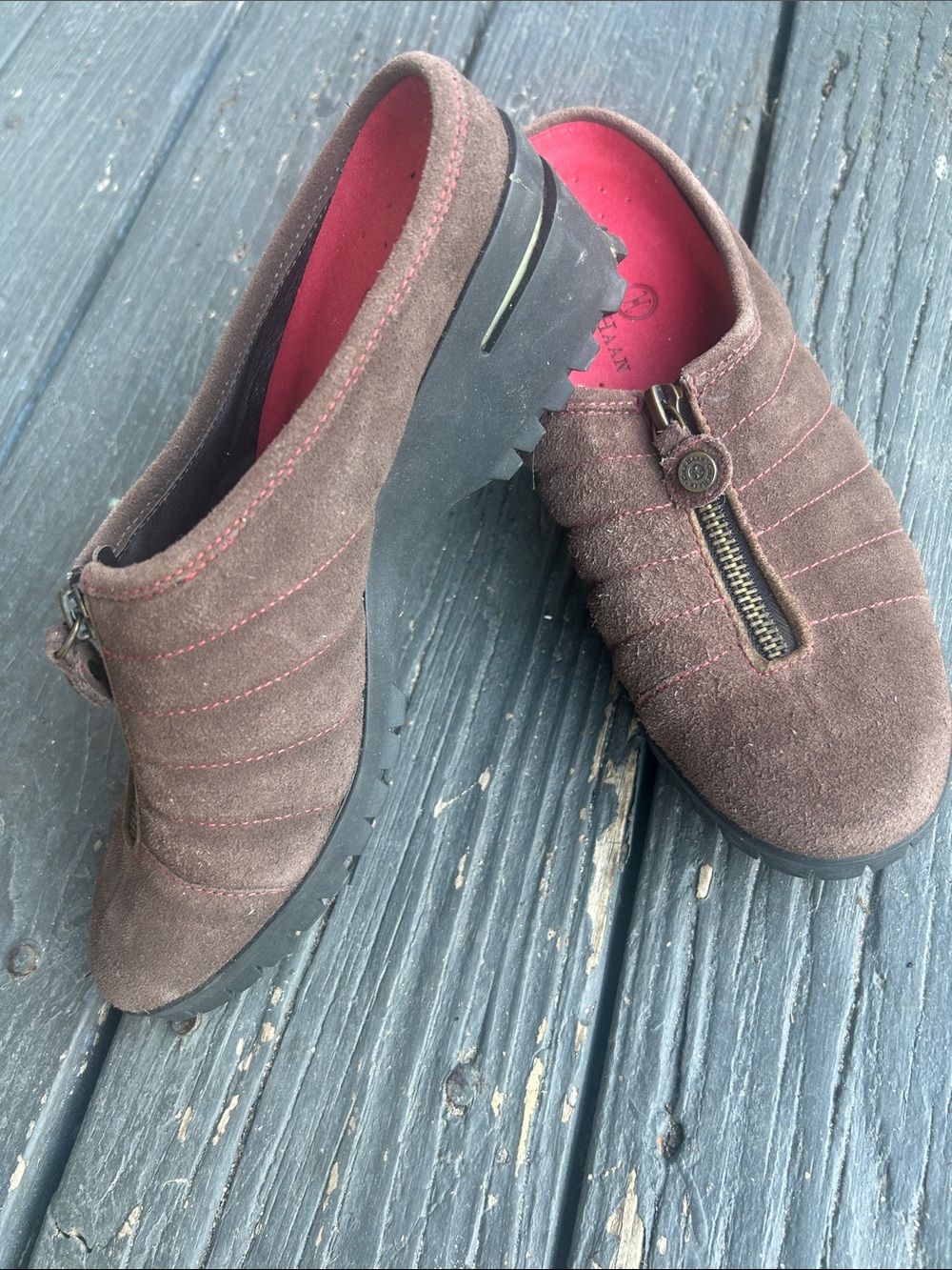 Cole Haan Women’s Brown Suede Zip-Accent Slip-On Shoes